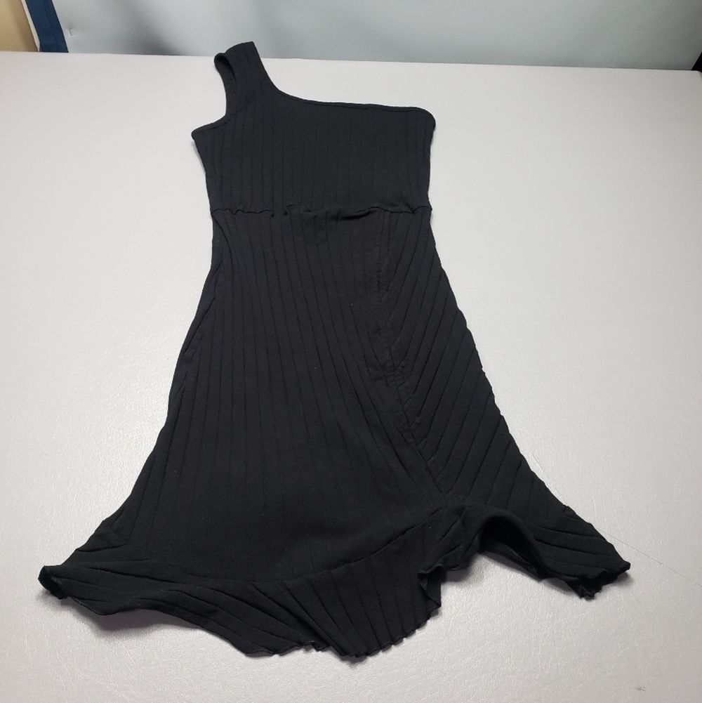shein one strap black stretchy mini dress women's size large 8-10